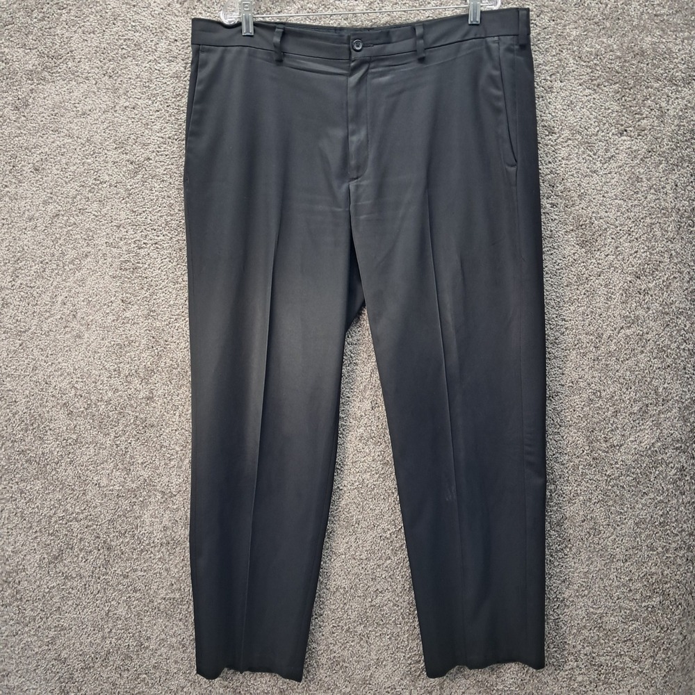 Kenneth Cole Reaction Mens Black Flat Front Dress Pants Slacks 40x31